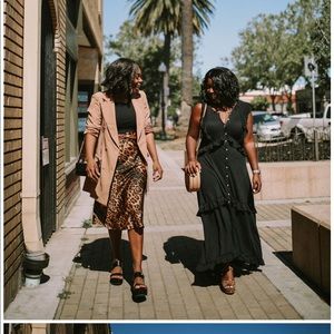 B neck, button down ruffle maxi